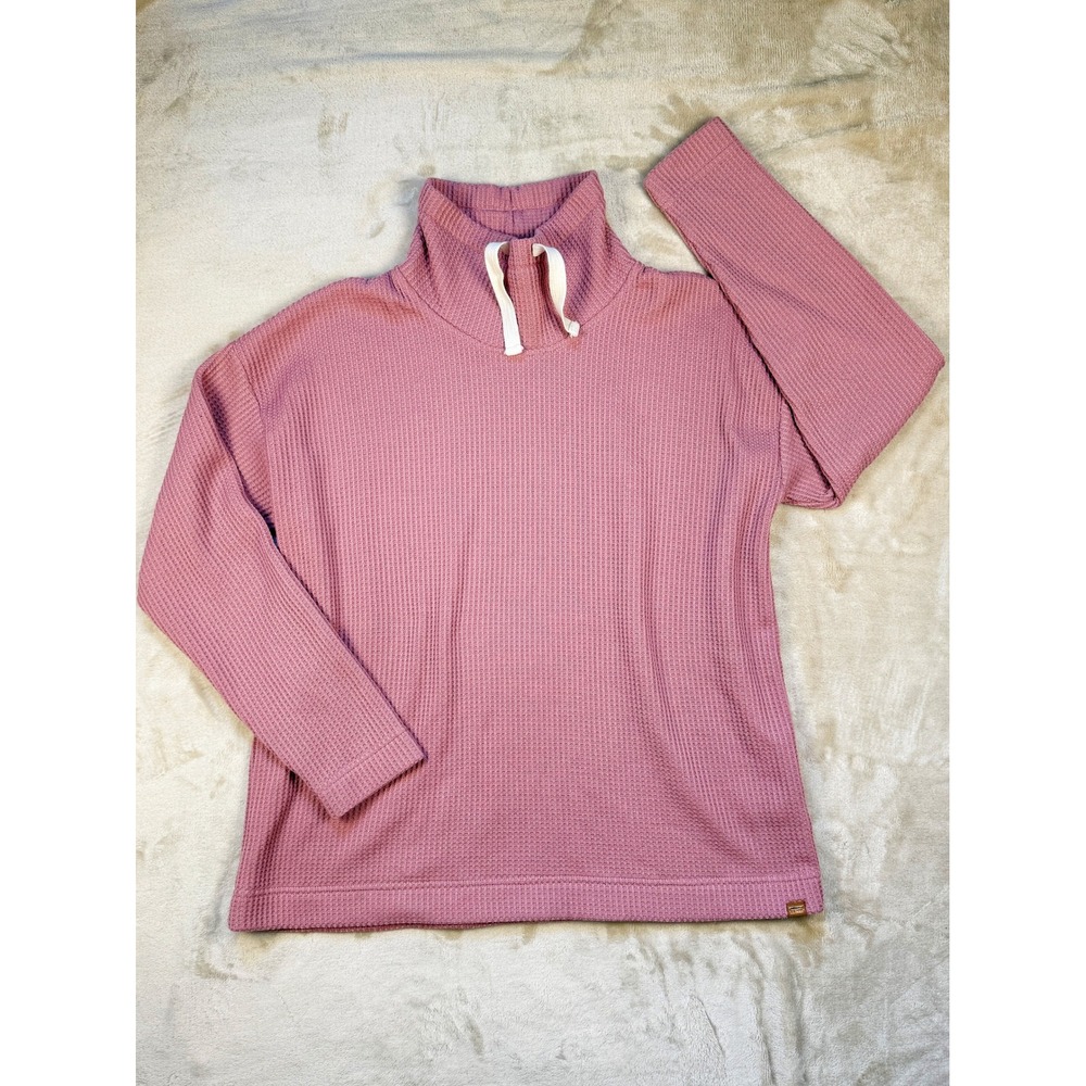 LL Bean Womens XL Pink Waffle Knit Funnel Neck Pullover Sweatshirt - Picture 1 of 6